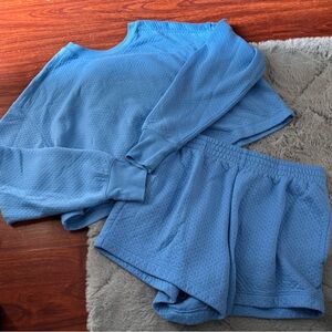 Colsie Blue Textured Knit Set